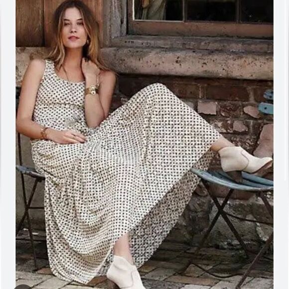 MEADOW Rue Anthropologie Marginy Dotted Lace Tiered Maxi Dress Sz S - Picture 15 of 15